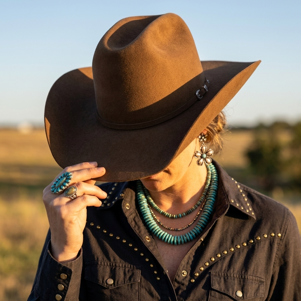Turquoise Horizon Necklace worn showcasing Southwestern boho style