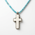 Turquoise necklace with handmade large cross pendant - Desert Gypsy
