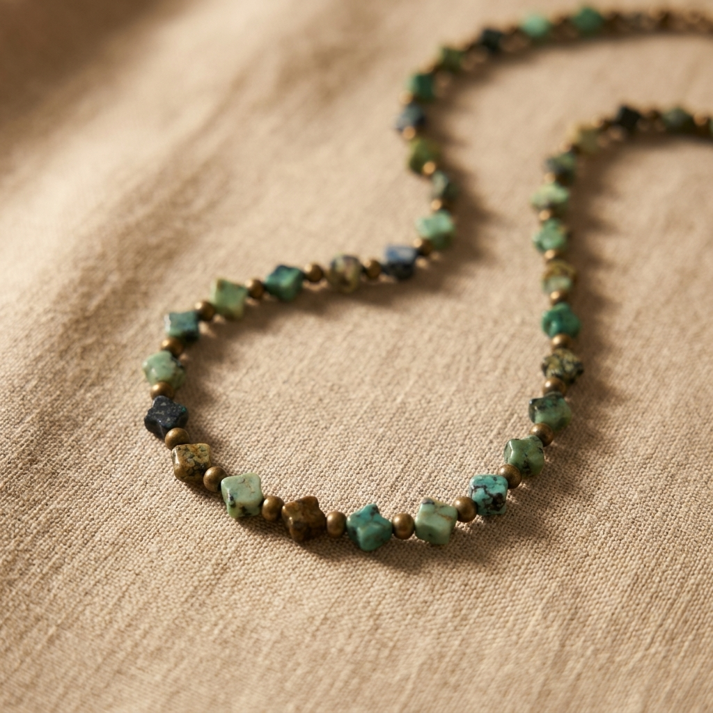 African Turquoise clover necklace with copper accents